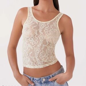 Peppermayo yellow lace tank top